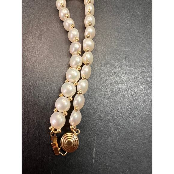 Vintage 14k gold freshwater pearl bracelet - Picture 9 of 14